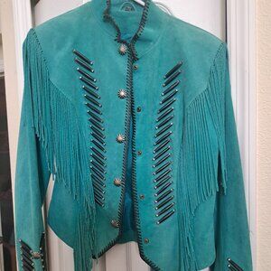 Cripple Creek fringed and beaded leather jacket